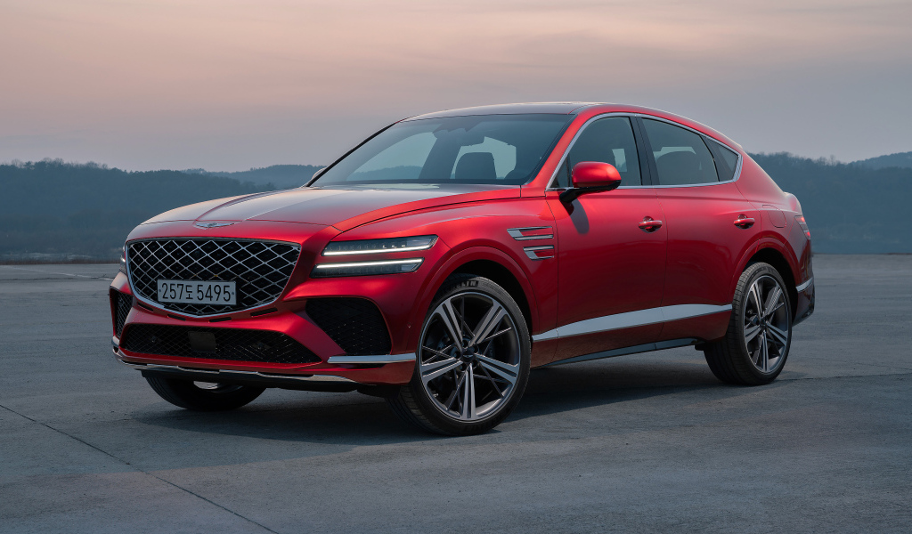 Красный автомобиль Genesis GV80 Coupe AWD