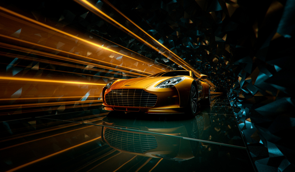 Оранжевый автомобиль Aston Martin One 77