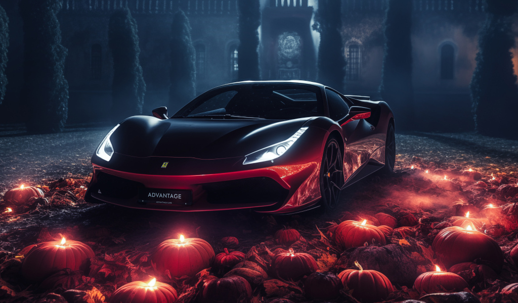 Автомобиль Ferrari Supercar у замка