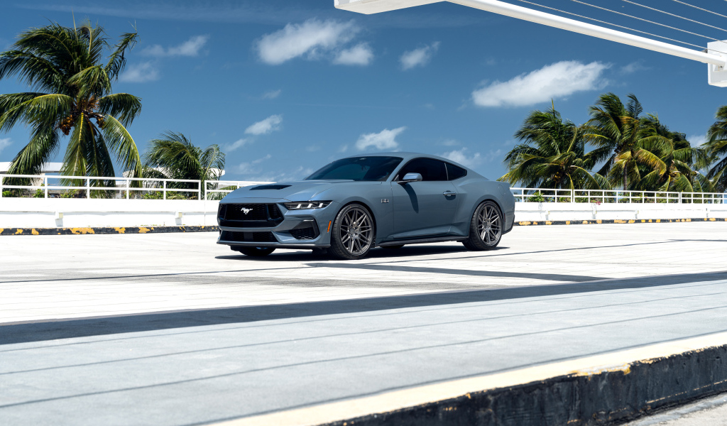 Автомобиль Ford Mustang GT на дороге