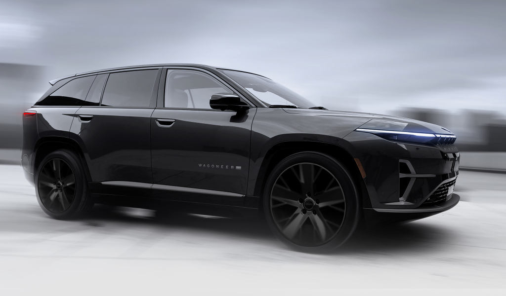 Стильный черный автомобиль Jeep Wagoneer S 2025 года