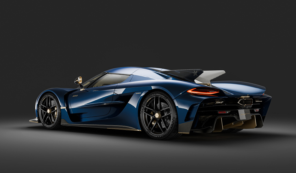 Синий автомобиль Koenigsegg Jesko Absolut