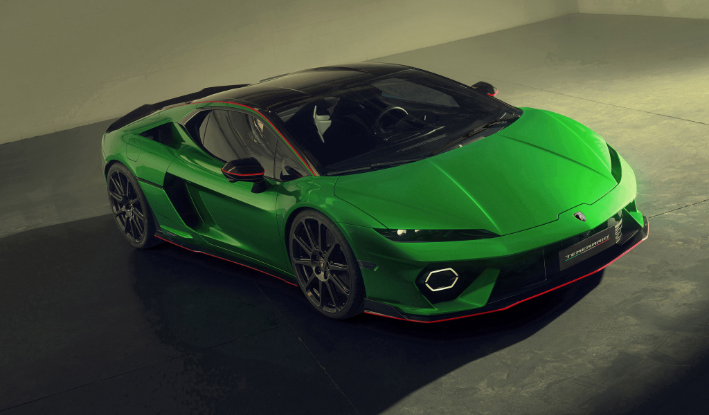 Зеленый спорткар  Lamborghini Temerario Alleggerita 2024 года