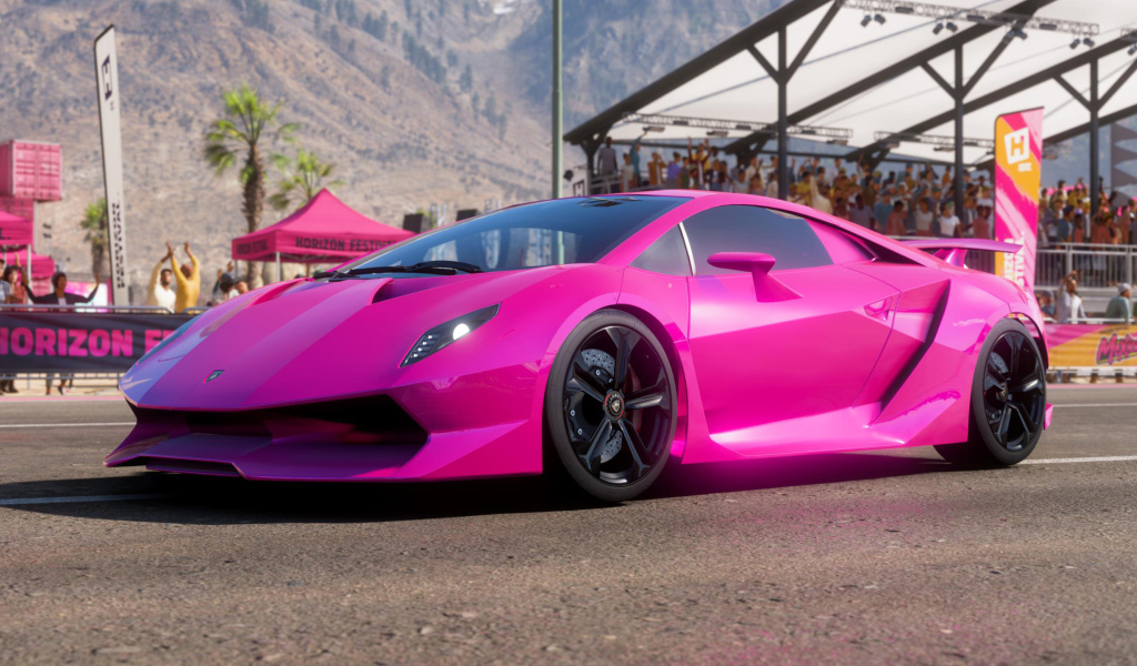 Розовый автомобиль Lamborghini Sesto Elemento