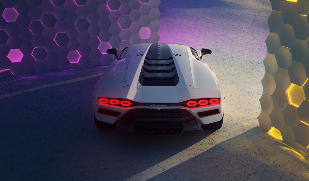 Вид сзади на автомобиль Lamborghini Countach