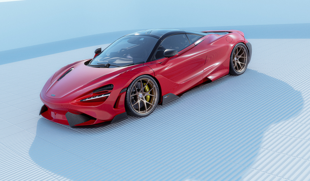 Красный автомобиль McLaren 765LT CGI