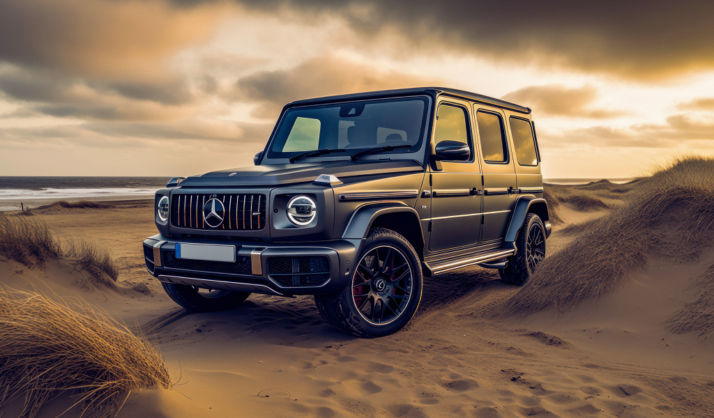 Автомобиль Mercedes-Benz G63 AMG на песке