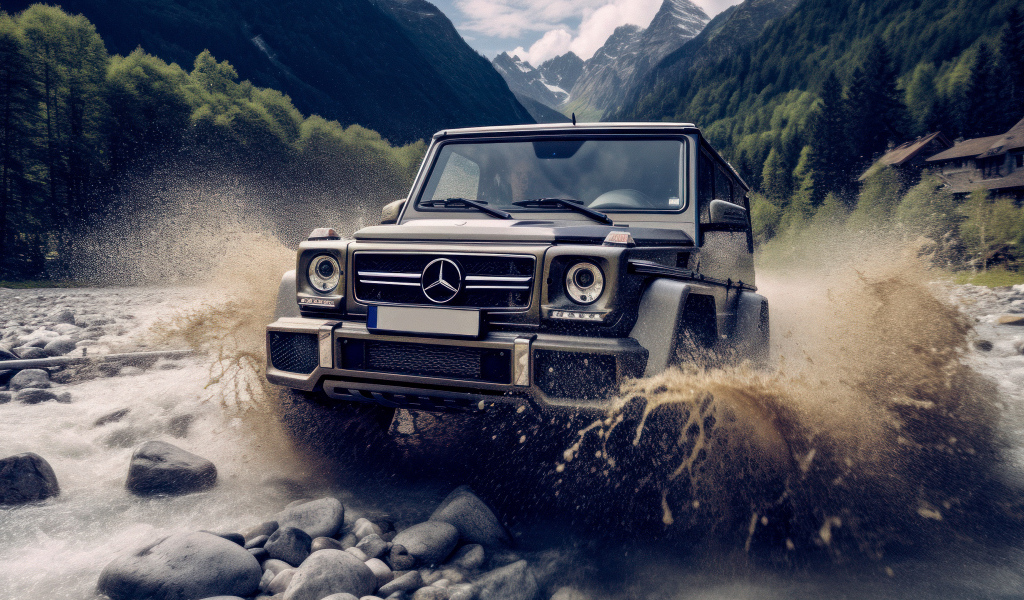 Внедорожник Mercedes-Benz G63 AMG в реке