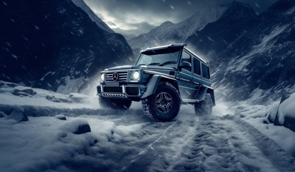 Внедорожник Mercedes-Benz G63 AMG на снегу