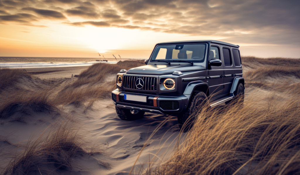 Внедорожник Mercedes-Benz G63 AMG на пляже