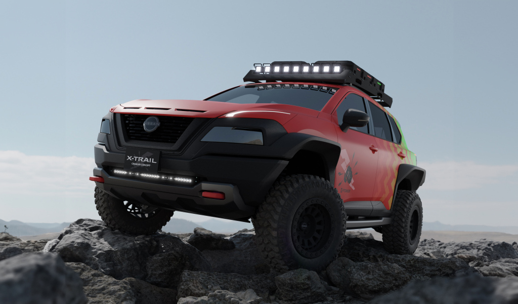 Большой внедорожник Nissan X-Trail Crawler Concept в горах