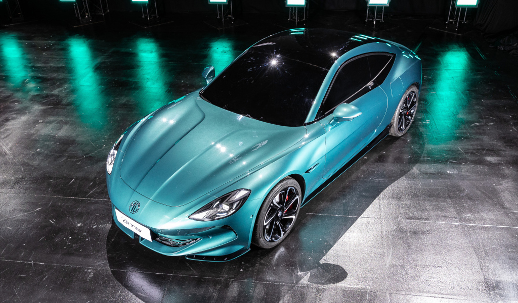 Голубой автомобиль MG Cyber GTS Concept 2024 года