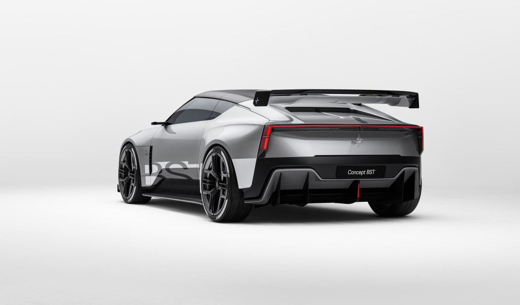 Вид сзади на автомобиль Polestar Concept BST 2024 года