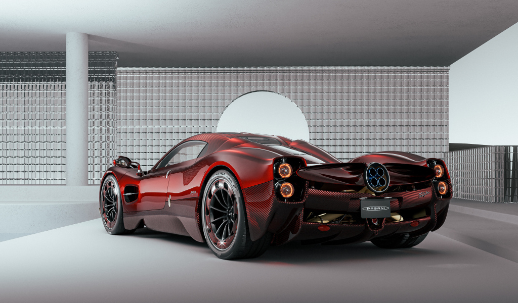 Вид сзади на автомобиль  Pagani Utopia