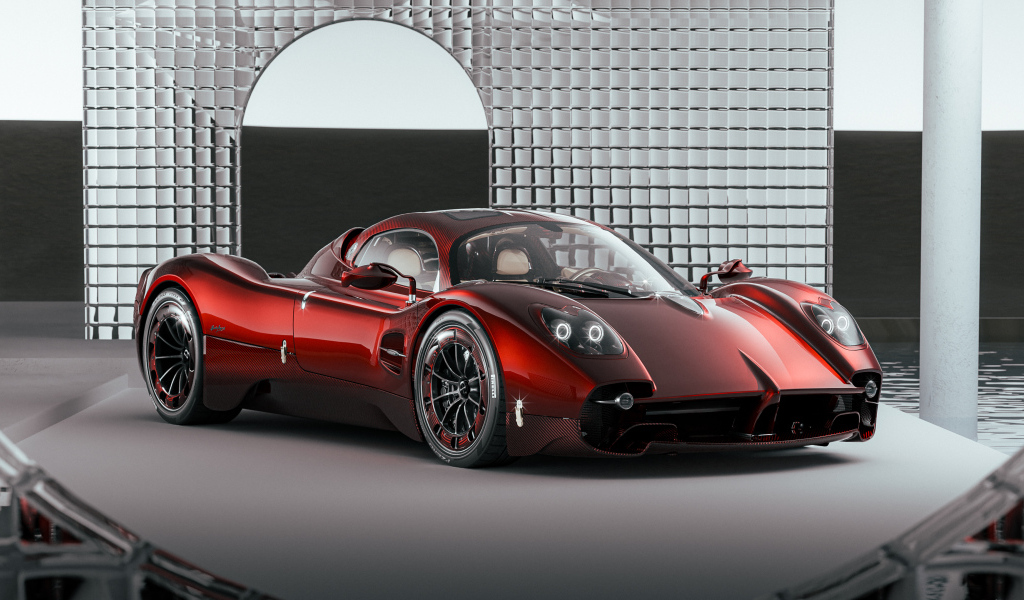 Красный автомобиль  Pagani Utopia