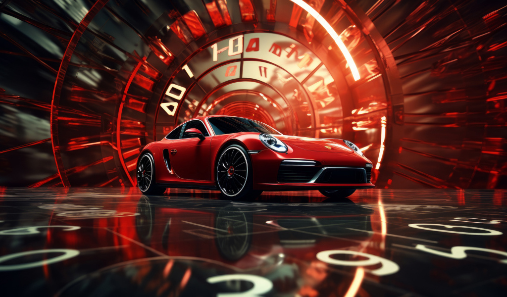 Красный автомобиль Porsche GT3 RS