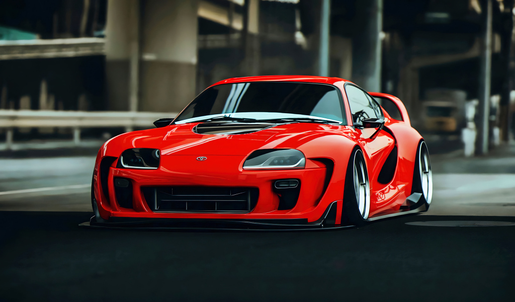 Красный автомобиль Toyota Supra MK4 Retro AI