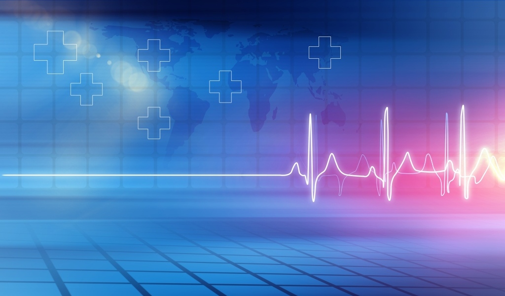 Кардиограмма с крестами на фоне квадратов