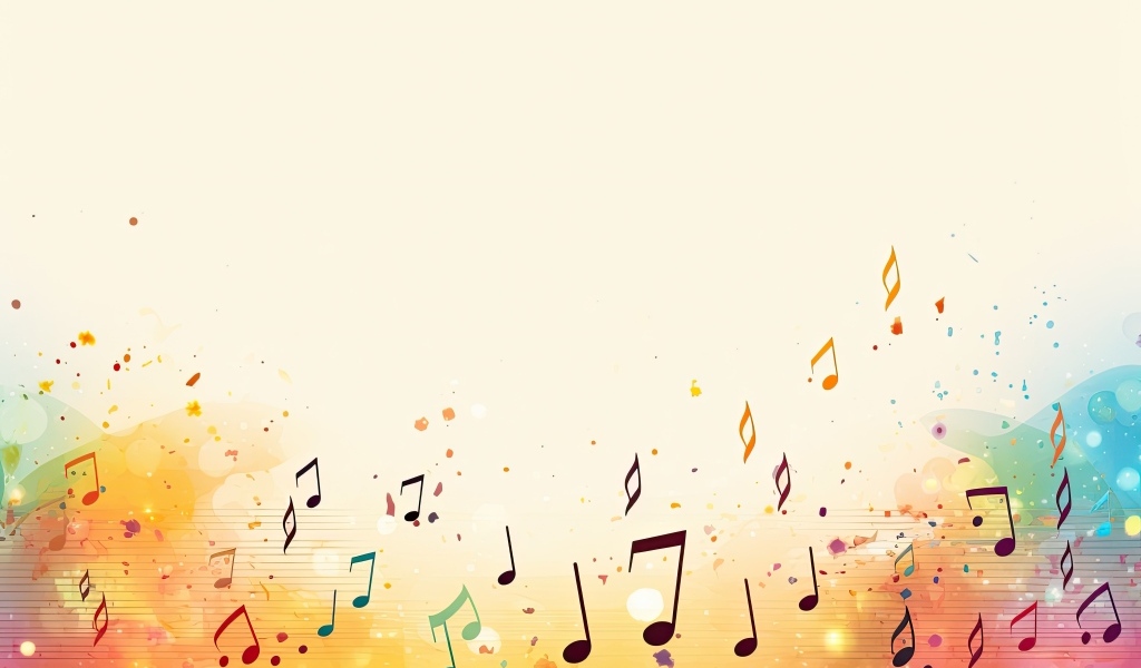 Музыкальный белый фон с нотами 