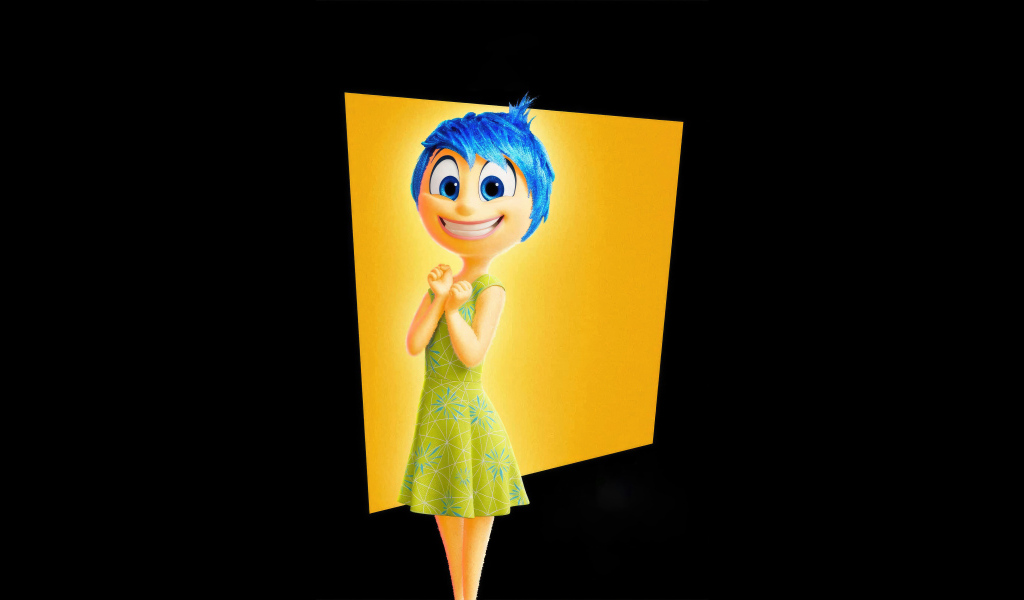 Персонаж Радость нового мультфильма Головоломка 2 на черном фоне, 2024