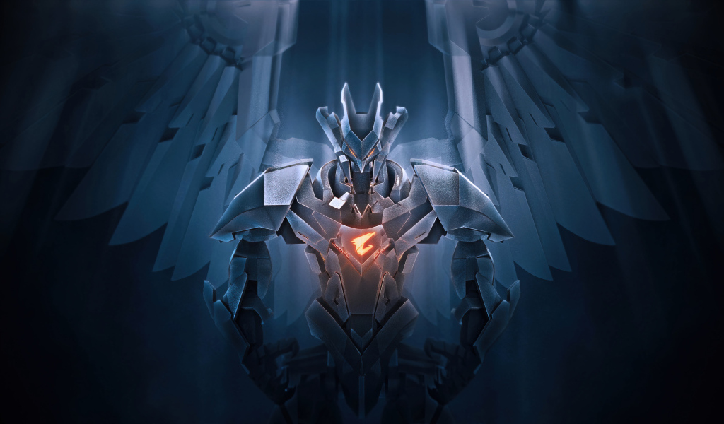 Ангел тьмы с логотипом aorus gigabyte