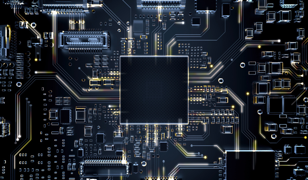 Плата для компьютера крупным планом