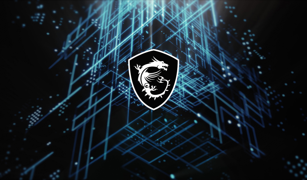 Логотип msi на неоновом фоне с линиями