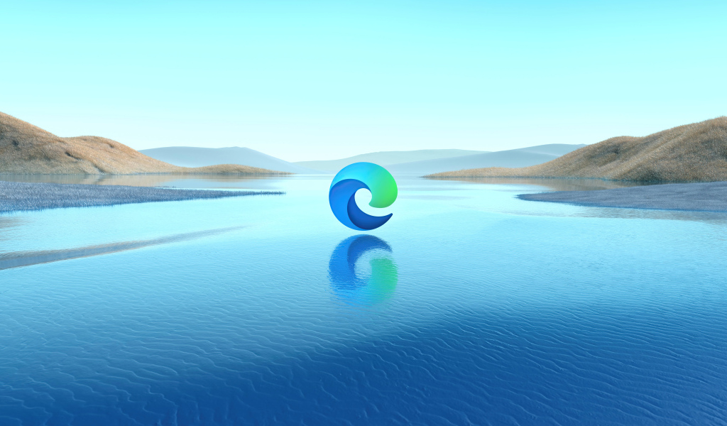Логотип microsoft edge над водой 