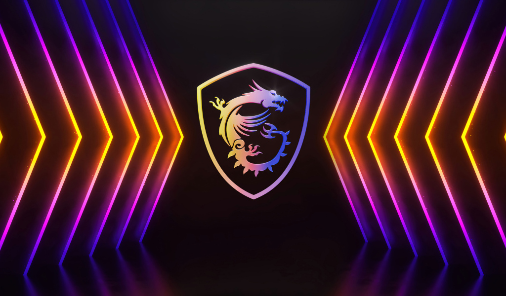 Разноцветные неоновые указатели для логотипа msi