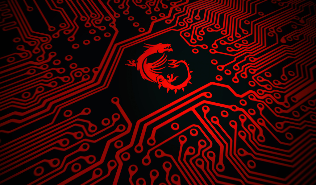 Красный дракон логотип msi на плате