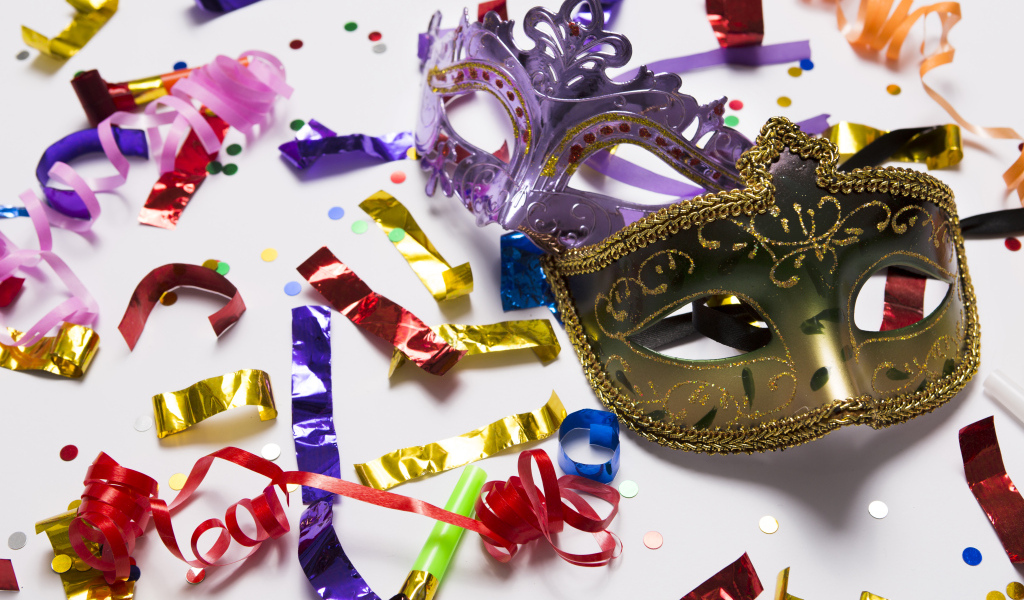 Карнавальная венецианская маска с конфетти 