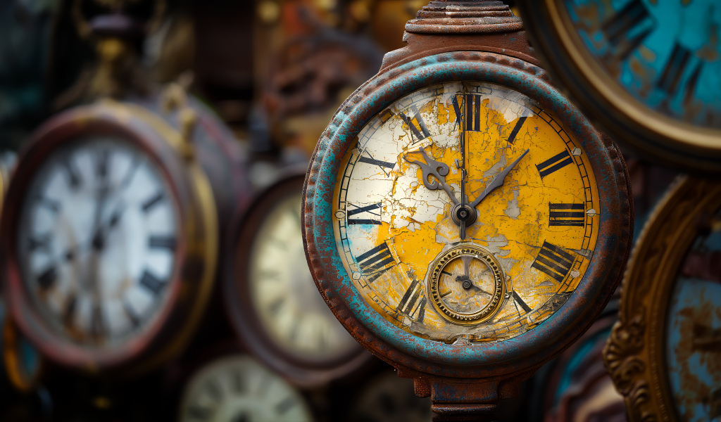 Старые ржавые часы крупным планом