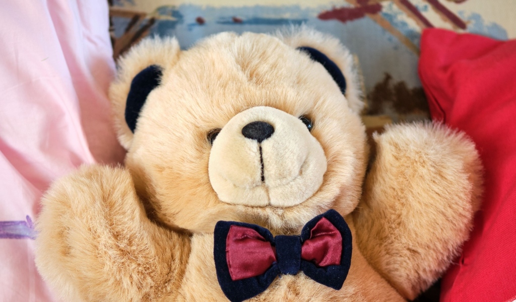 Плюшевый мишка с бабочкой 