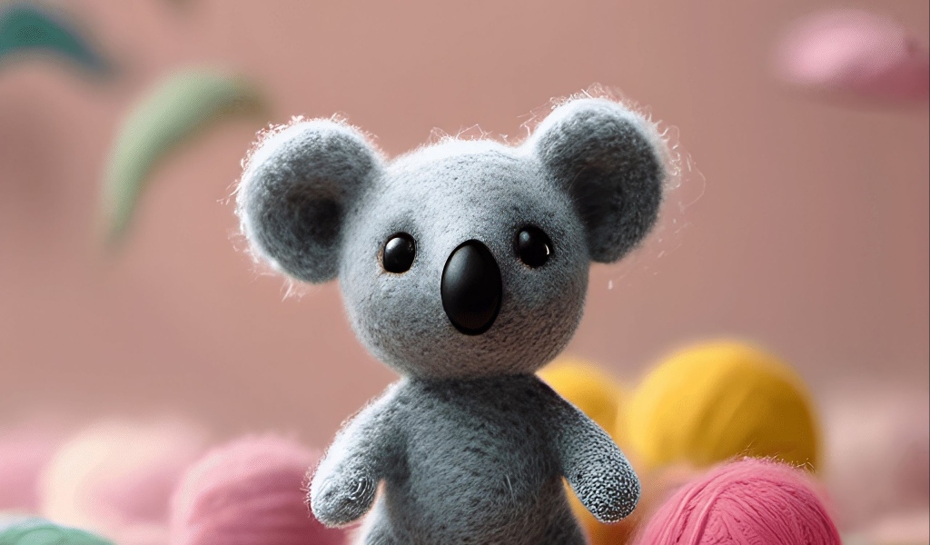 Игрушечная коала из шерсти