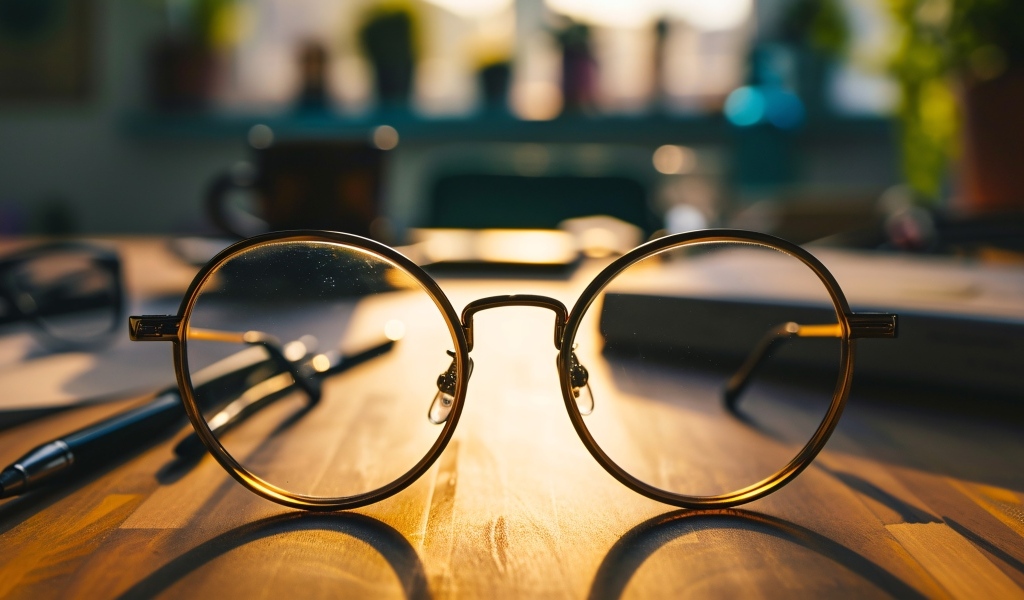 Очки для зрения лежат на столе