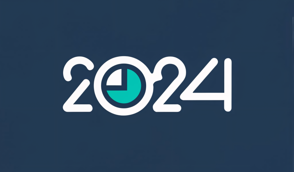 Белые цифры 2024 на сером фоне