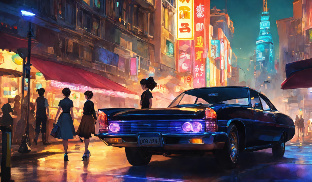 Черный автомобиль на улице в Китае