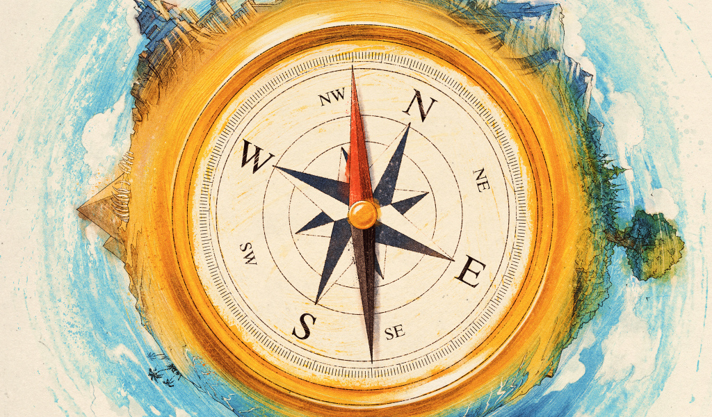 Большой нарисованный компас 