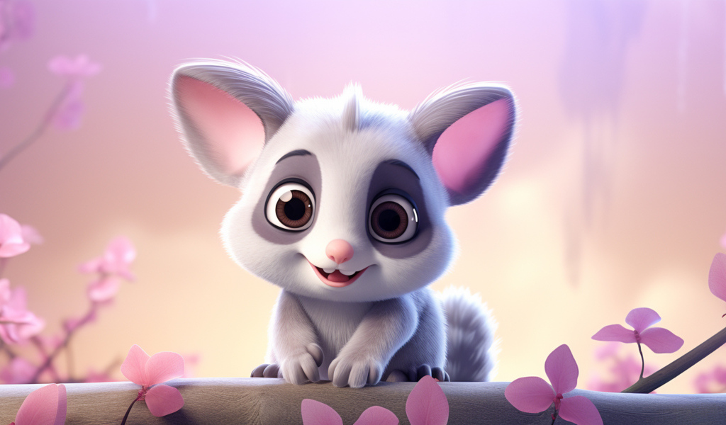 Маленький серый нарисованный опоссум