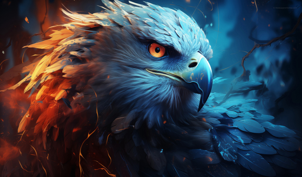 Нарисованный орел с острым клювом