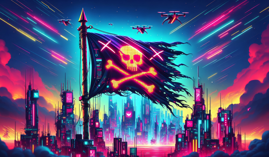 Пиратский флаг над городом