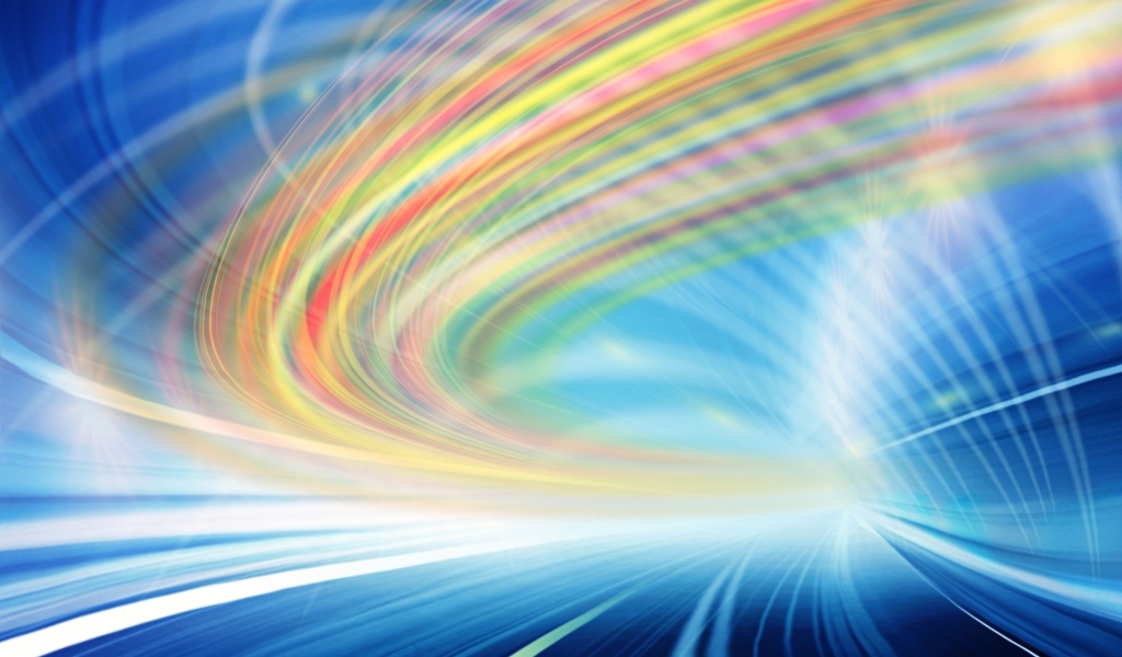 Радужные абстрактные волны на голубом фоне