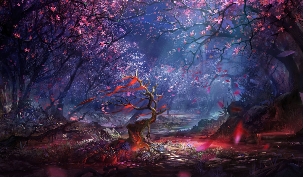 Красивый вид на фантастический лес 