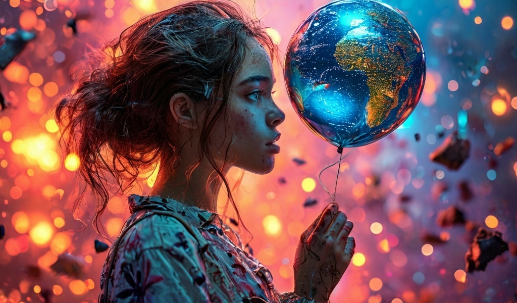 Девочка с волшебным шариком в руках