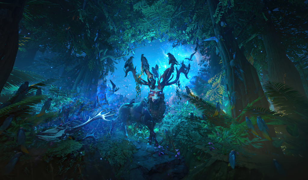 Мифический олень в лесу