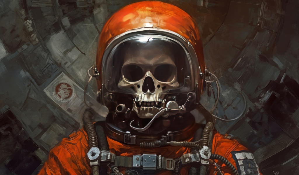 Скелет астронавта в костюме 