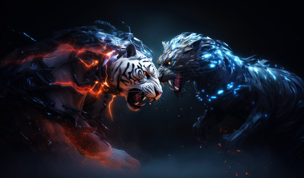 Два свирепых фантастических тигра 