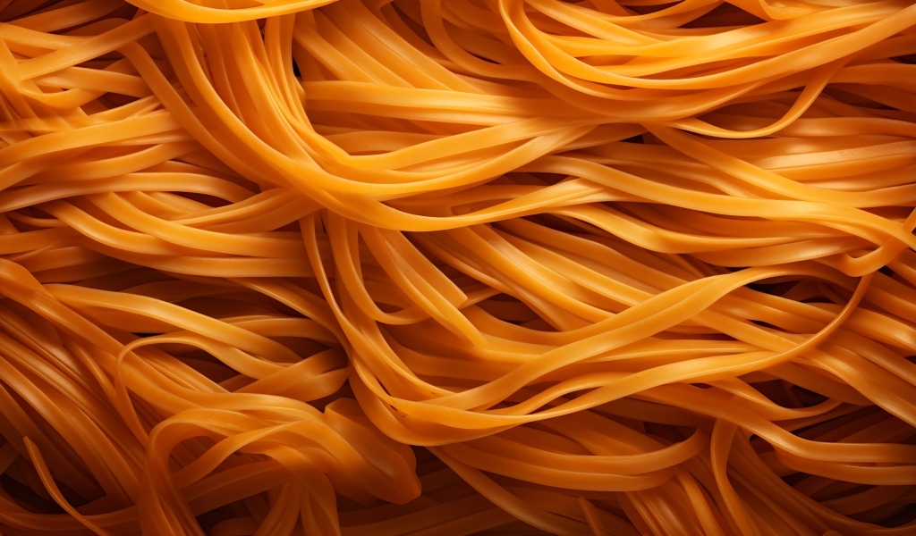 Оранжевые спагетти крупным планом