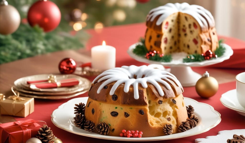 Праздничный кекс с глазурью на столе