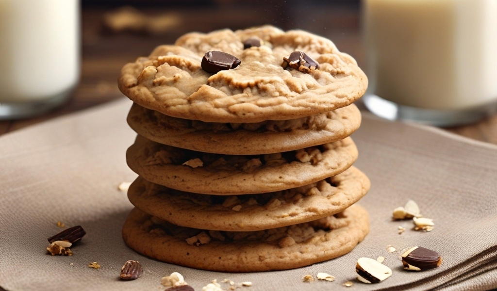 Сладкое круглое печенье с орехами и шоколадом